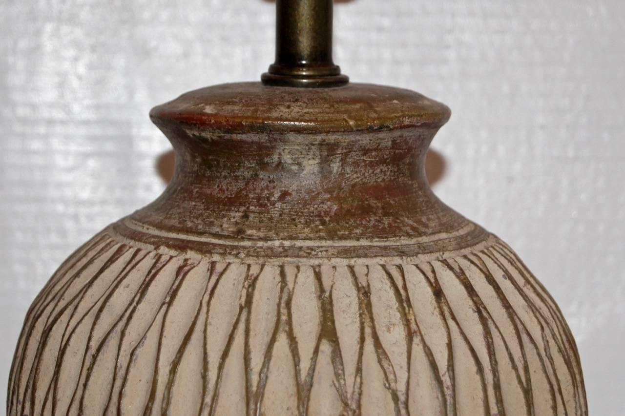 Italian Single Unglazed Ceramic Table Lamp For Sale