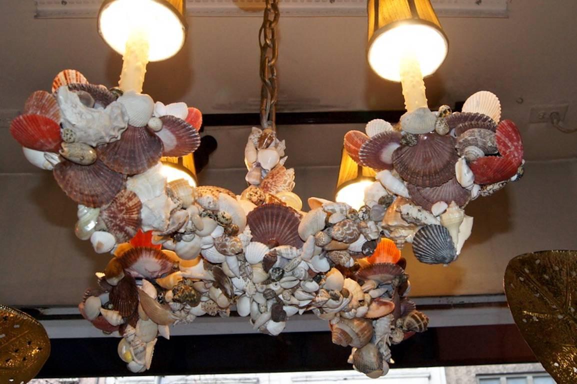 Vintage Shell Chandelier In Good Condition For Sale In New York, NY