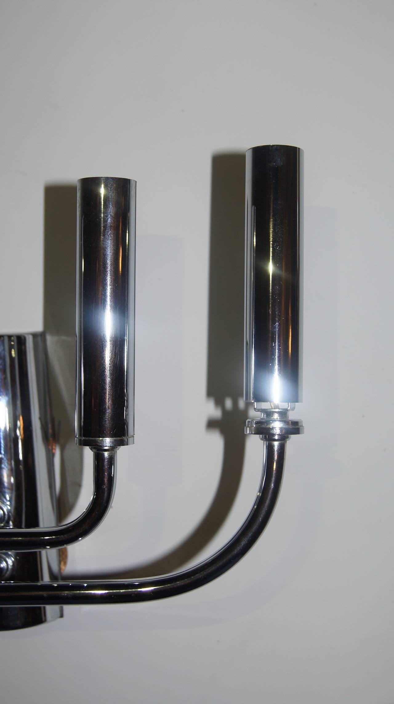 Pair of Nickel Plated Sconces For Sale 1