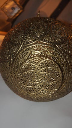 Pair of Hammered and Pierced Arabesque Lanterns, Sold Individually