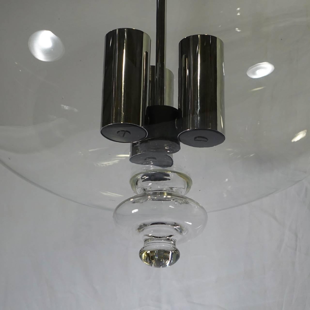 Italian Moderne Clear Glass Lantern For Sale
