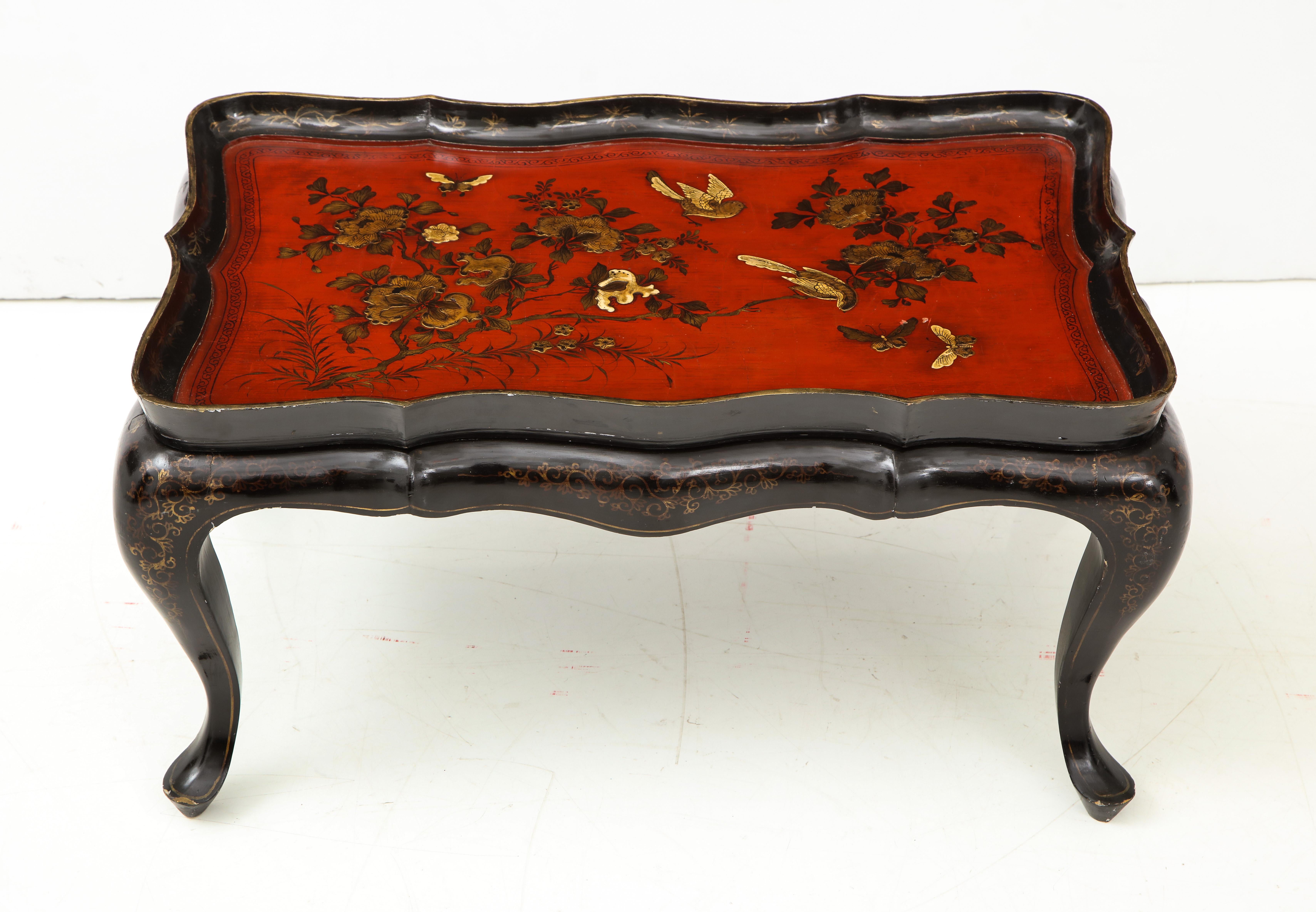 French Mid-20th Century Chinoiserie Tray Top Cocktail Table For Sale