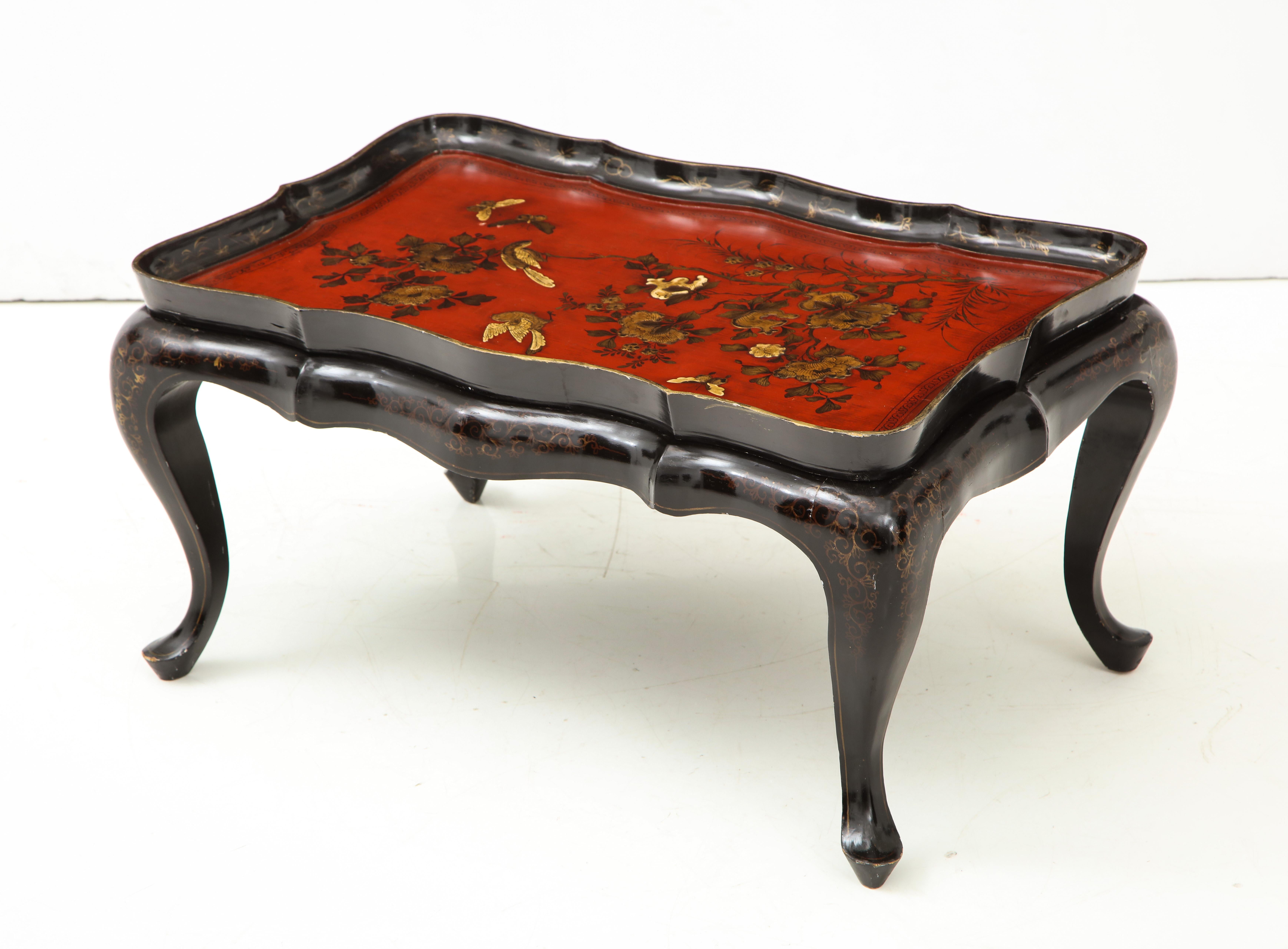 Mid-20th Century Chinoiserie Tray Top Cocktail Table For Sale 5