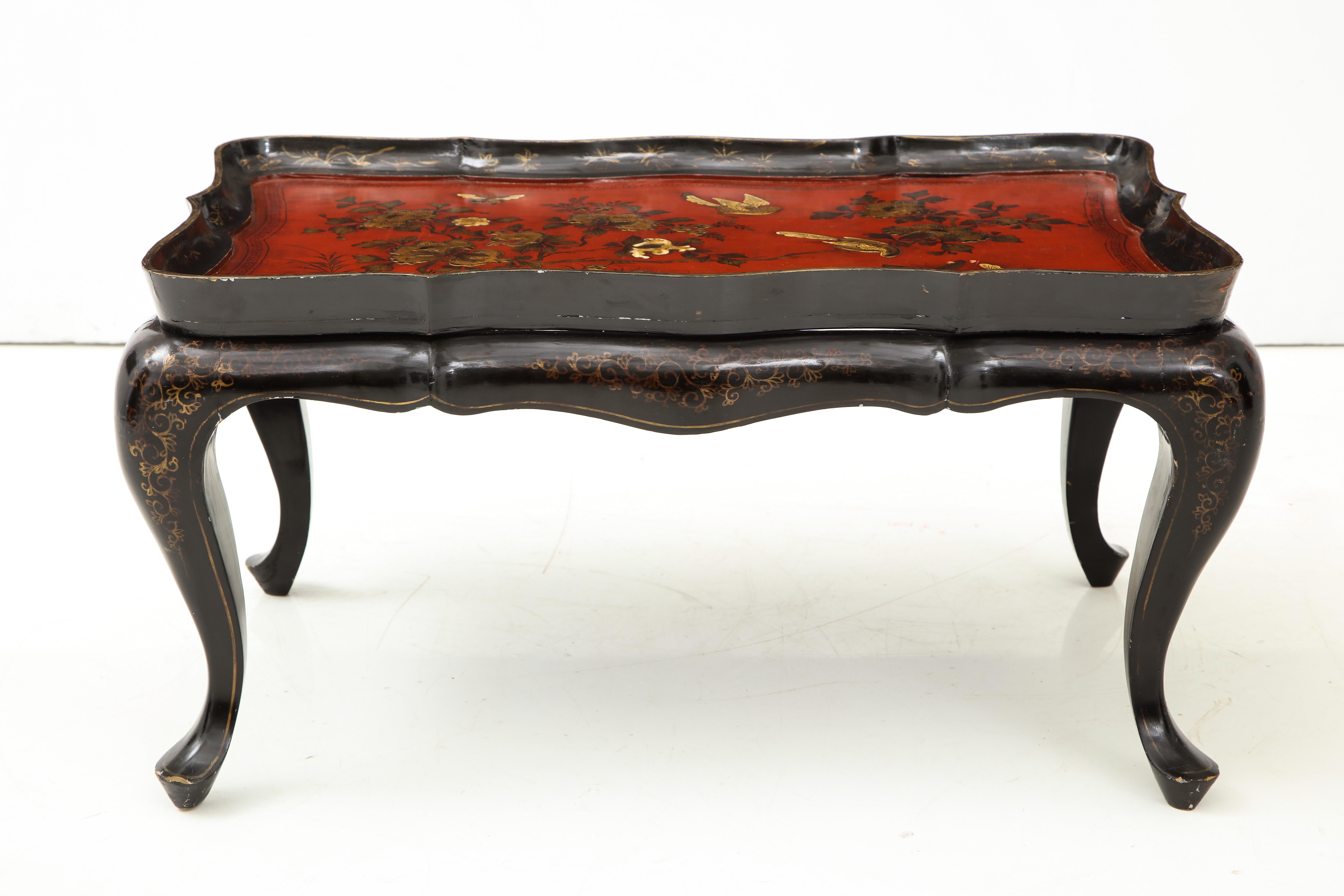 Mid-20th Century Chinoiserie Tray Top Cocktail Table For Sale 6