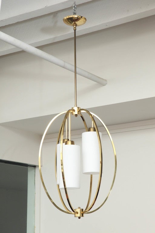 Brass Oval Chandelier with Glass Shades at 1stdibs