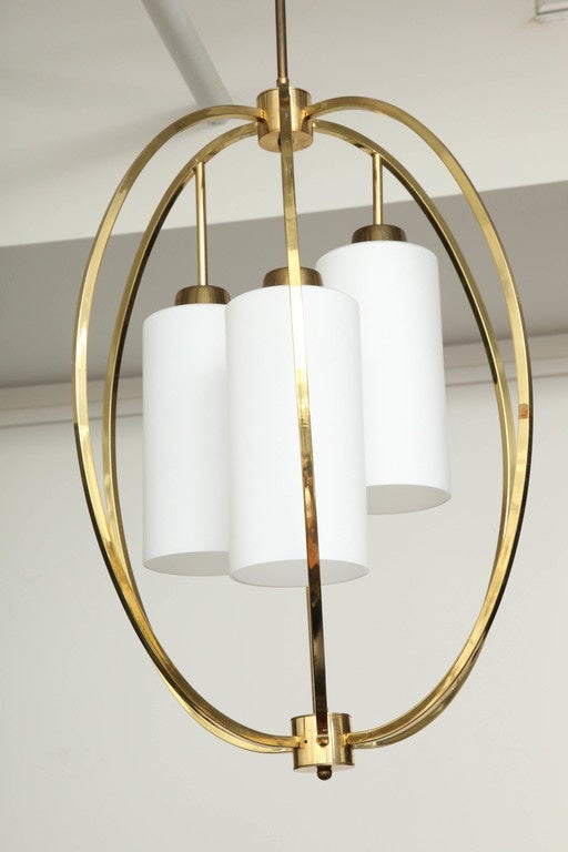 Brass Oval Chandelier with Glass Shades at 1stdibs