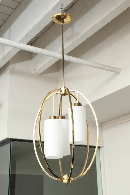 Brass Oval Chandelier with Glass Shades at 1stdibs