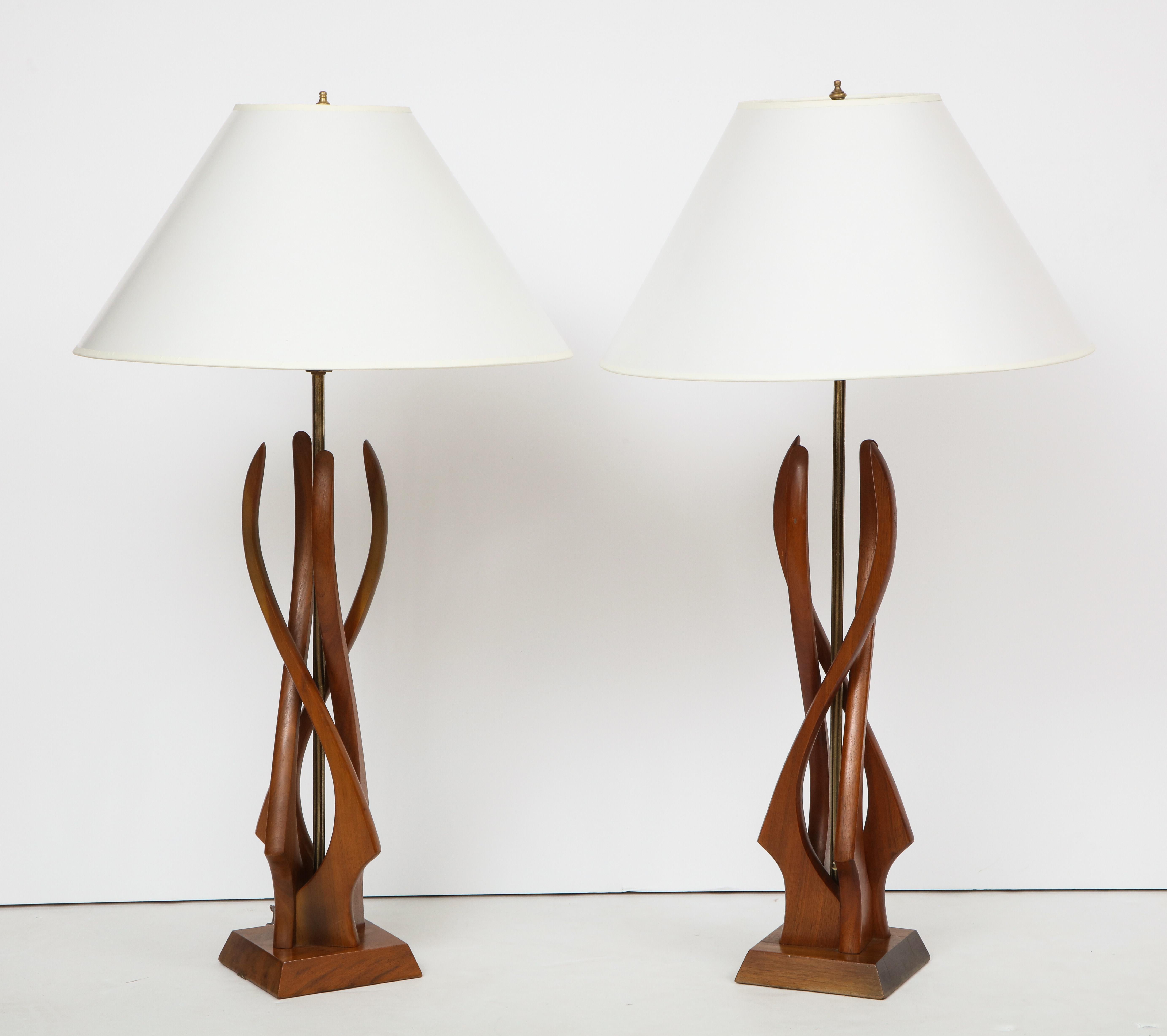 Pair of Mid-Century teakwood lamps
Danish.