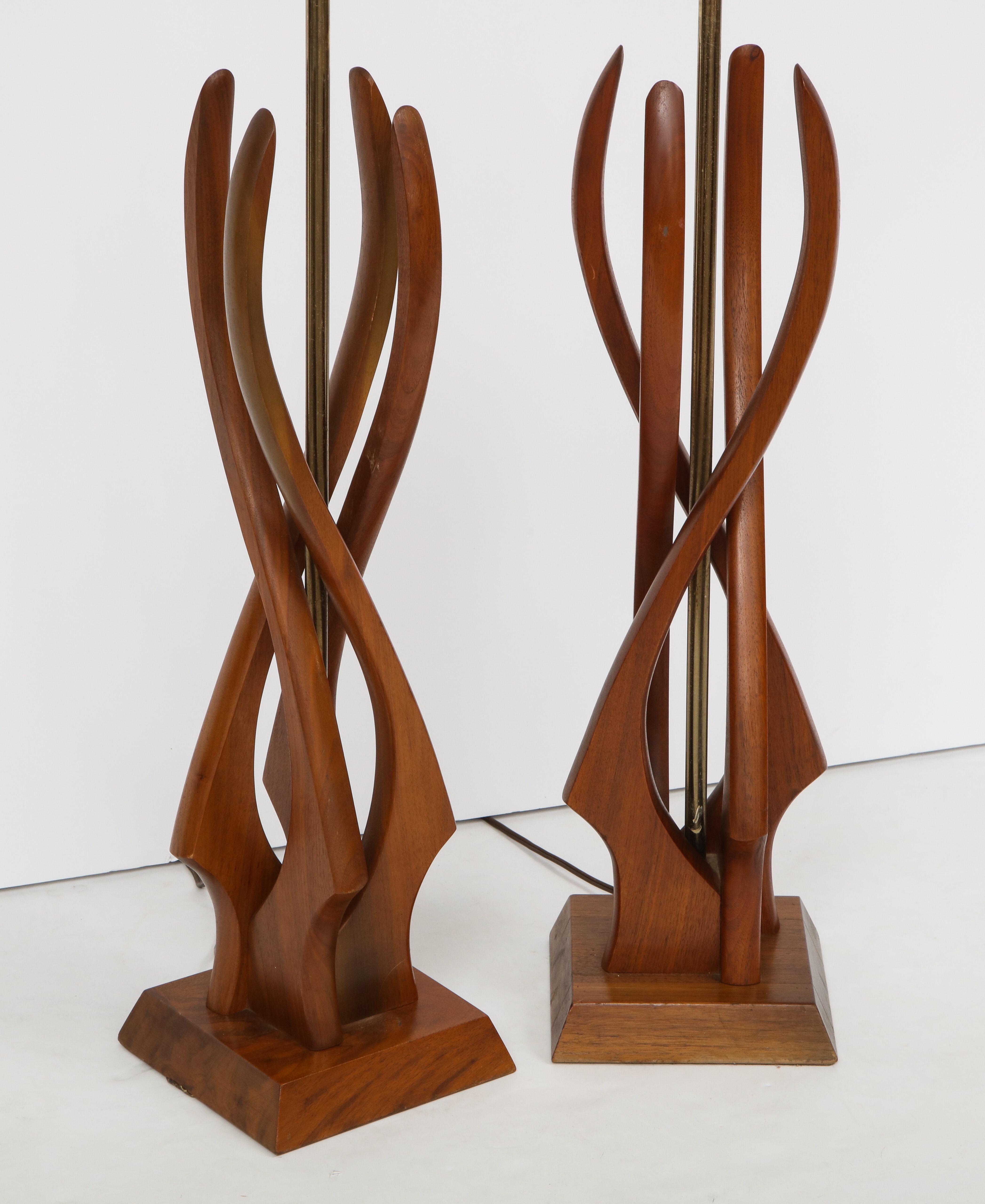 Pair of Mid-Century Teak Wood Lamps 6