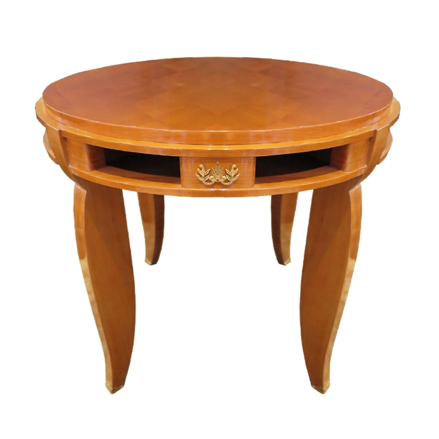 Jules Leleu Side Table in Sycamore For Sale