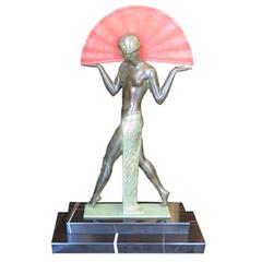 Sculpture Art Deco Luminaire par Raymonde Guerbe