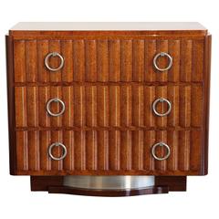 French Art Deco Amboyna Burl and Mahogany Dresser 8