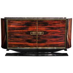 Art Deco Macassar Ebony Sideboard with Black Marble-Top