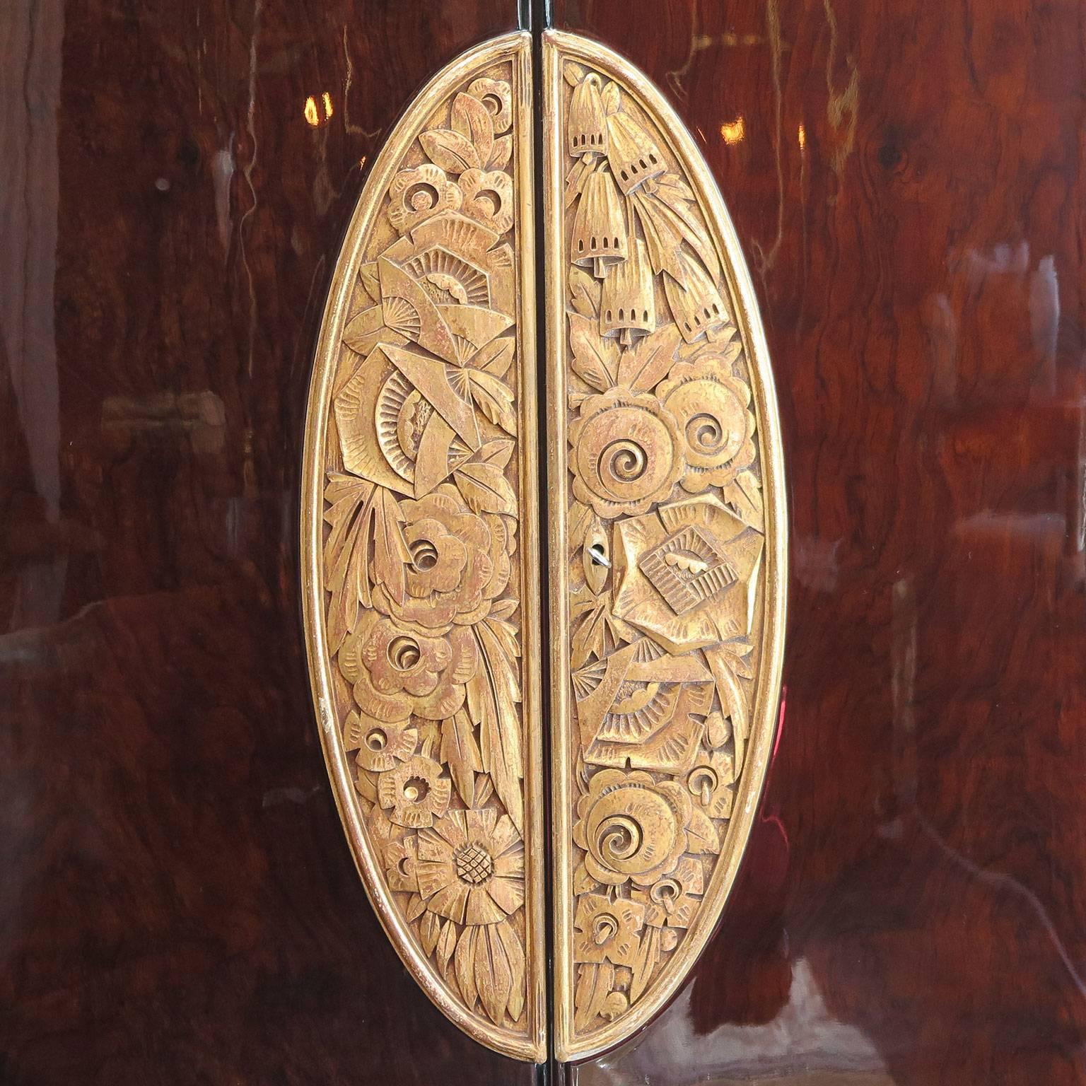 Stained Large Art Deco Armoire in Dark Oak by Louis Majorelle