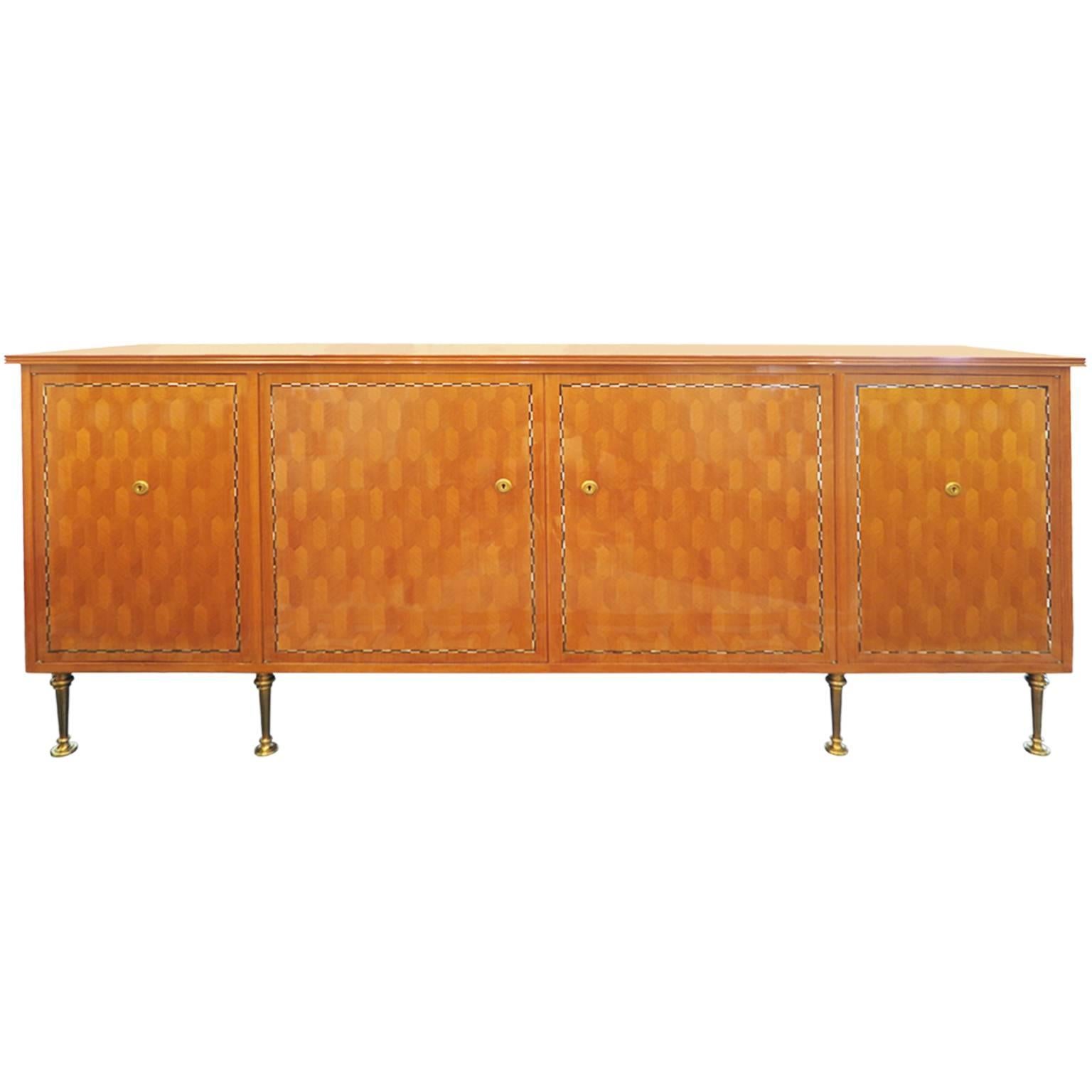 Blond Mahogany Marquetry Sideboard by Jules Leleu and Maison Leleu