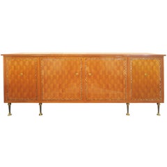 Blondes Sideboard aus Mahagoni mit Intarsien von Jules Leleu und Maison Leleu