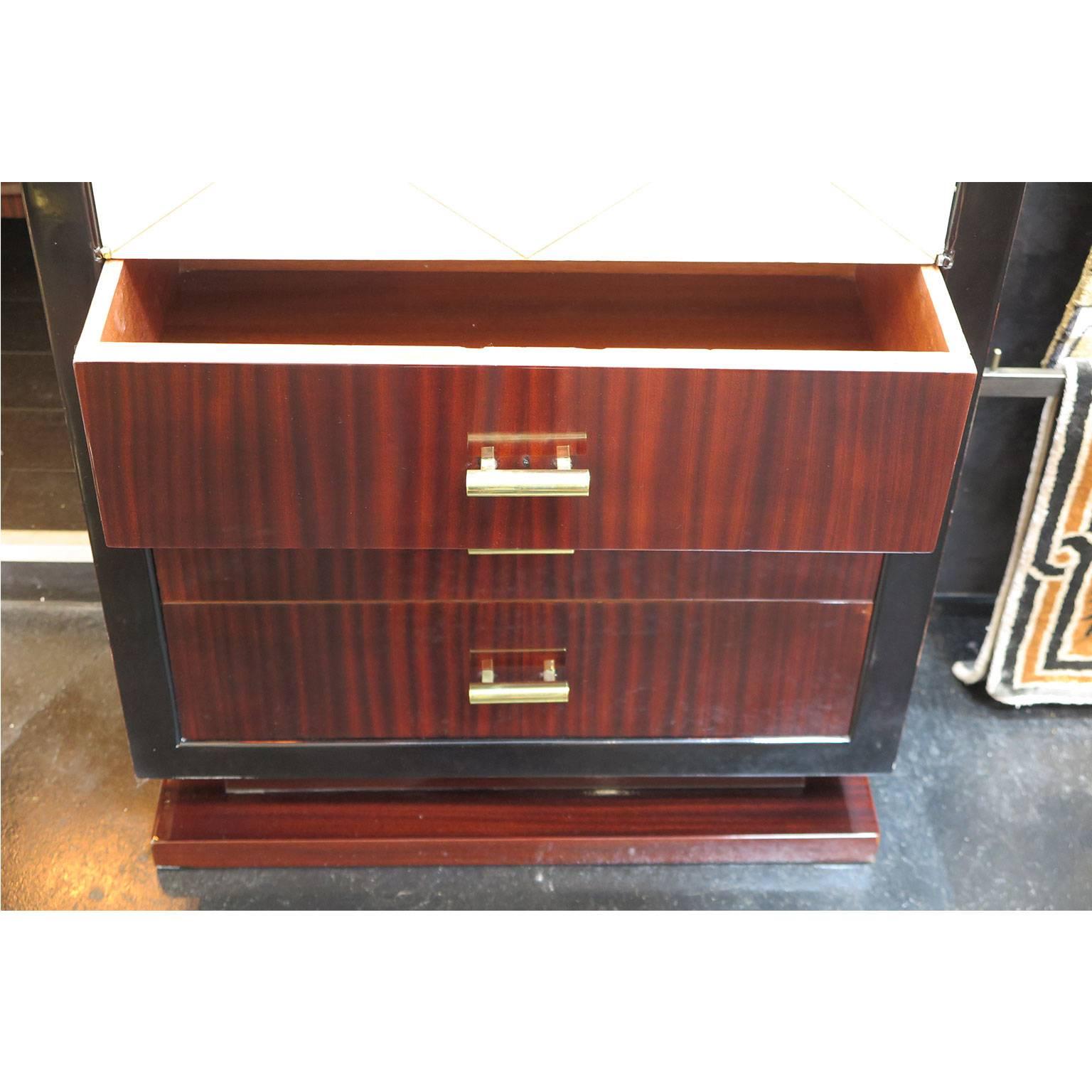 French Art Deco Secretary in Mahogany and Parchment For Sale 1