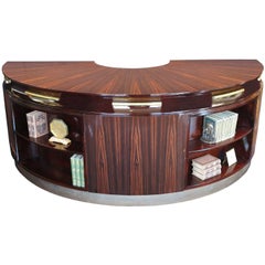 Art Deco Executive Desk in Macassar Ebony and Brass, France, circa 1930s