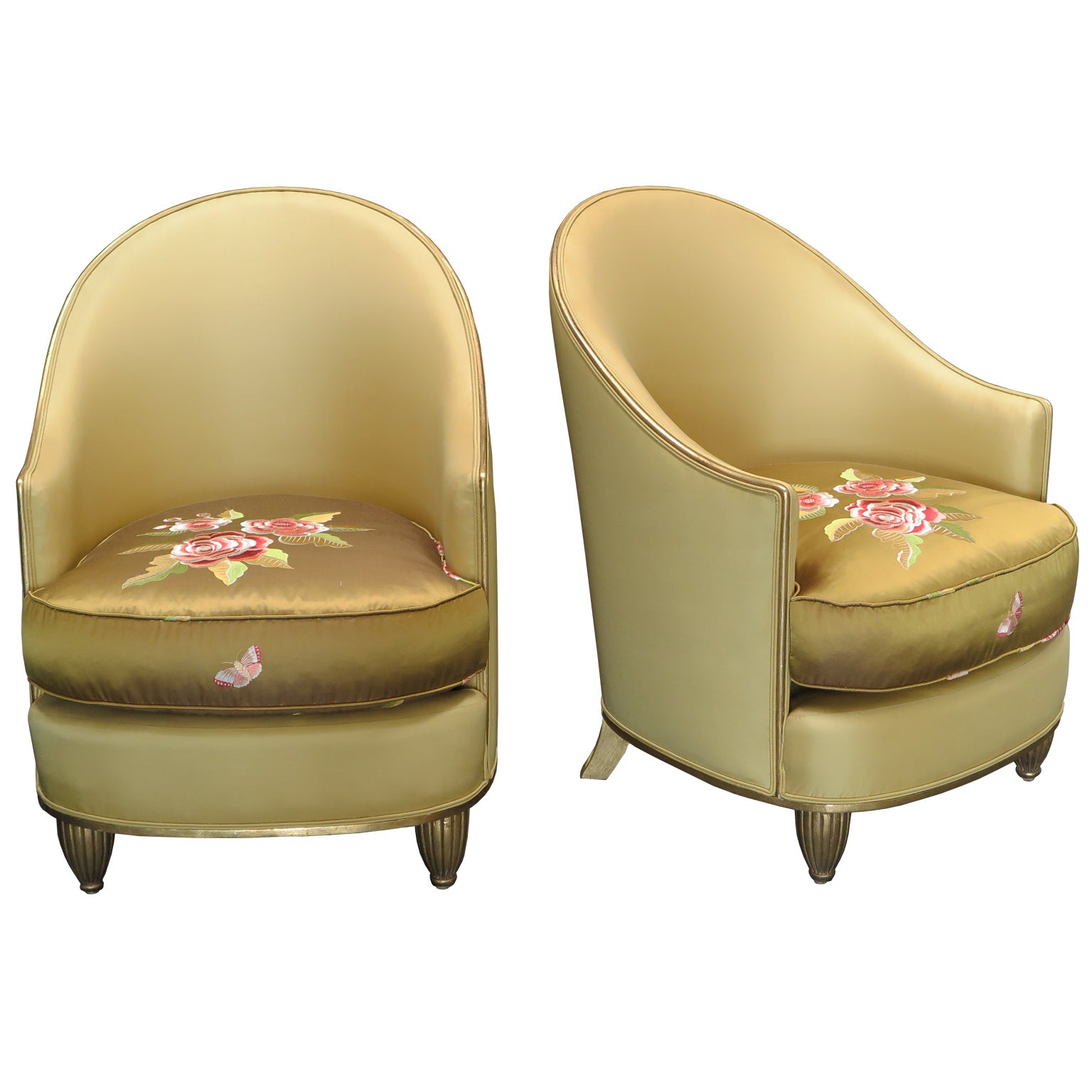 Pair of Low Slung French Art Deco Lounge Chairs For Sale at 1stDibs