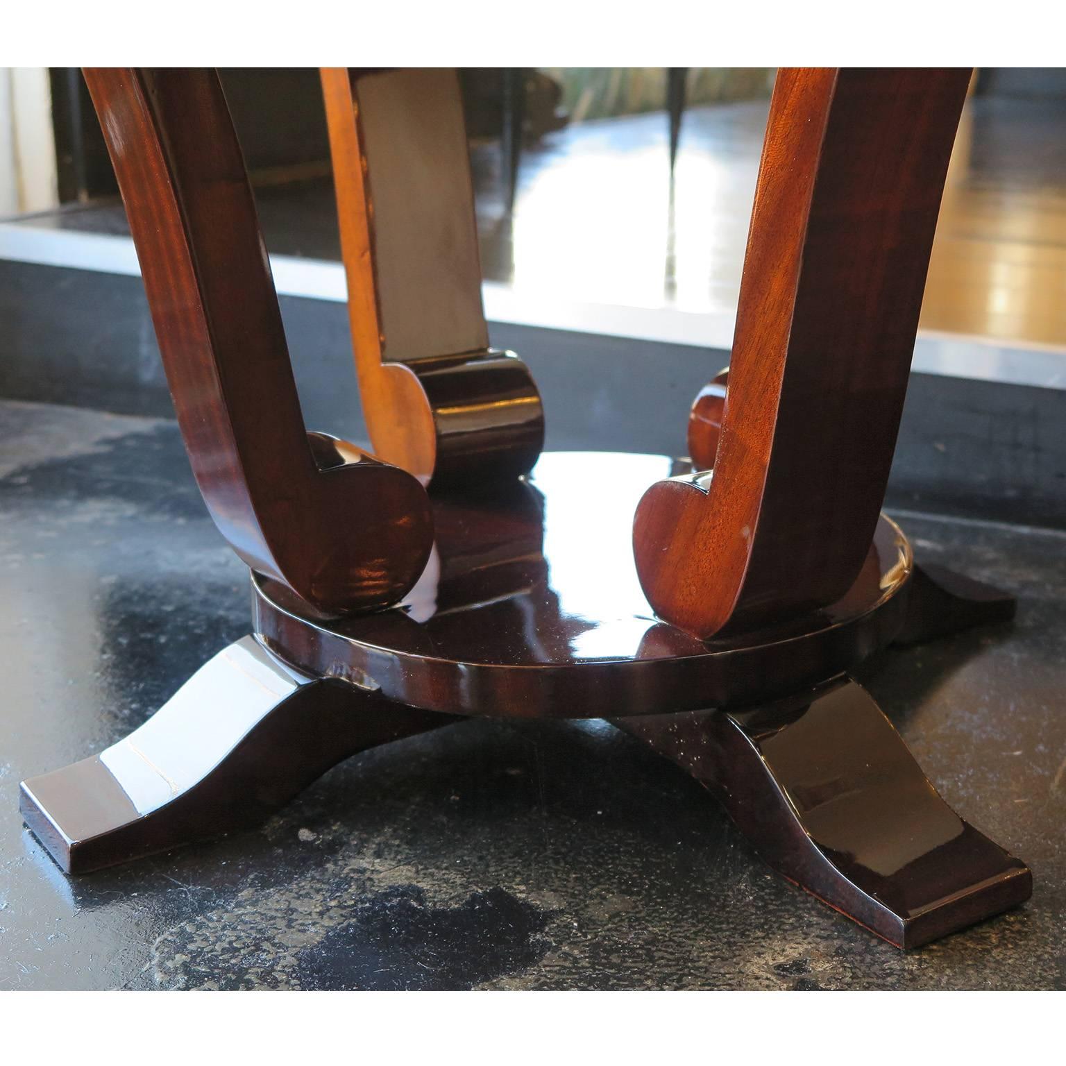 French Art Deco Mahogany Starburst Side Table