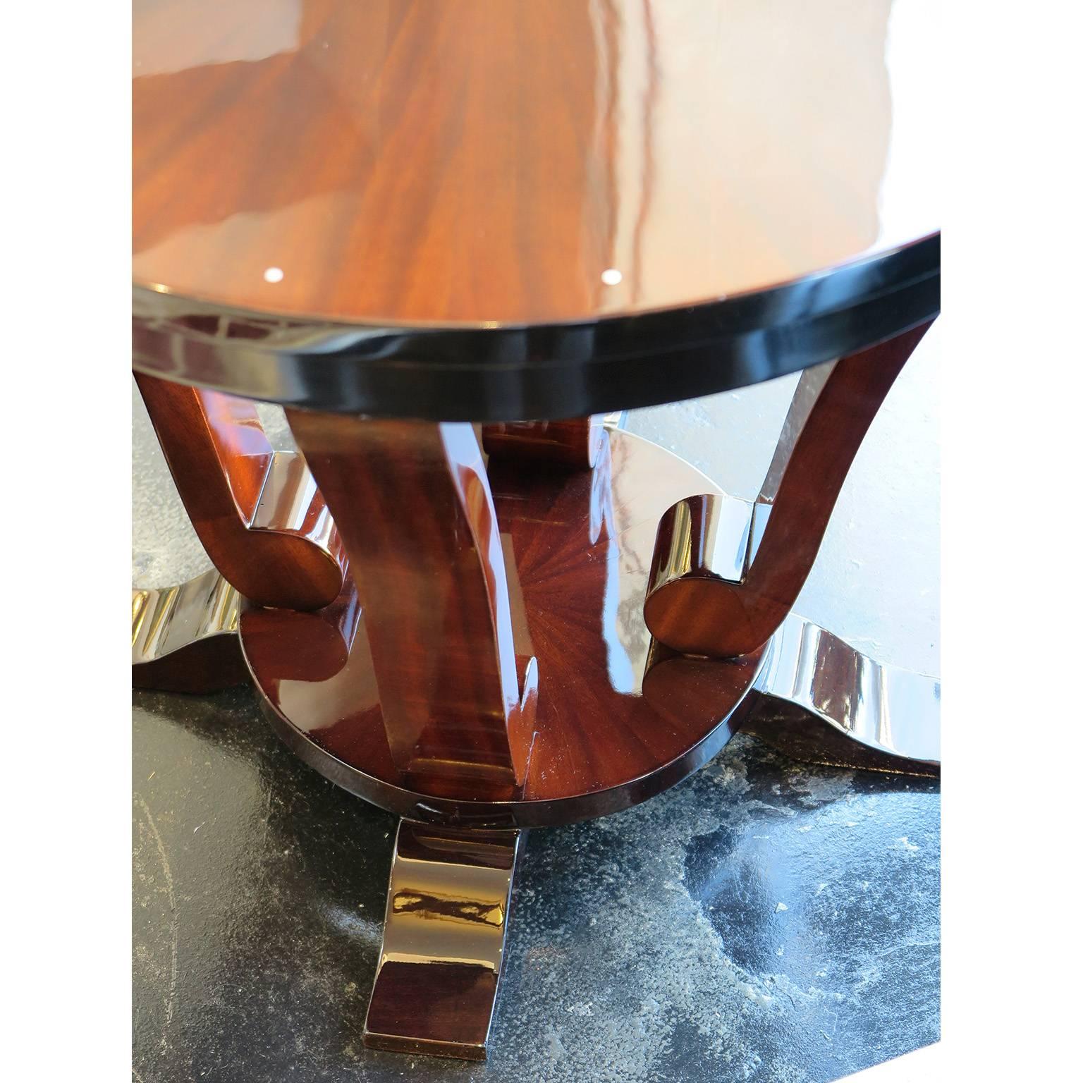Lacquered Art Deco Mahogany Starburst Side Table