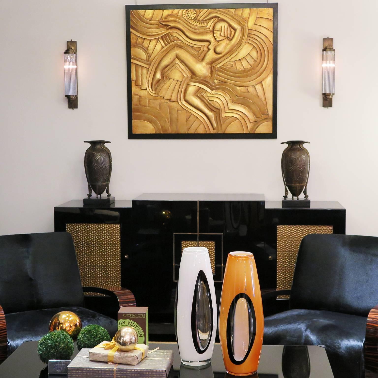 Art Deco Handgeschnitztes Relief in Blattgold (21. Jahrhundert und zeitgenössisch) im Angebot