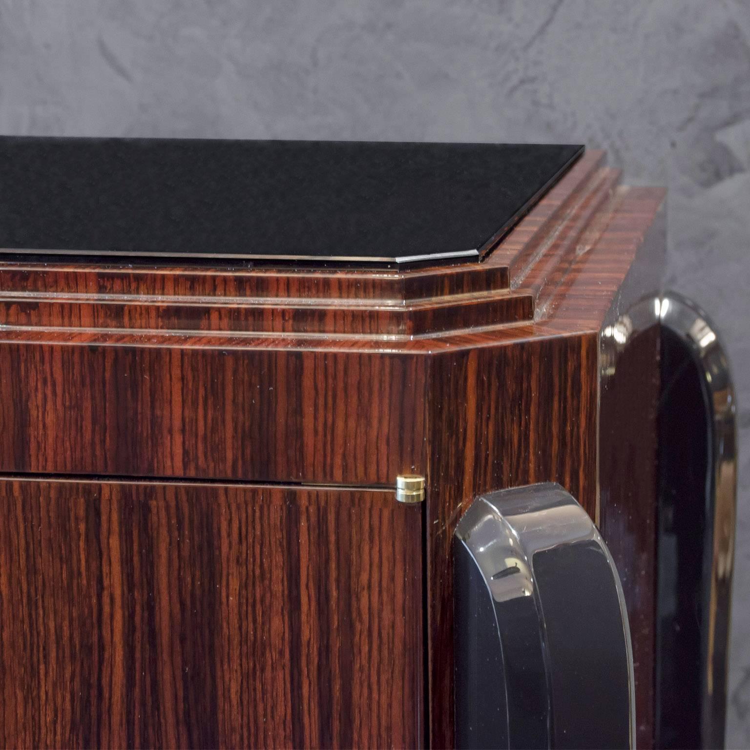 Veneer Art Deco Inspired Indian Rosewood Sideboard For Sale