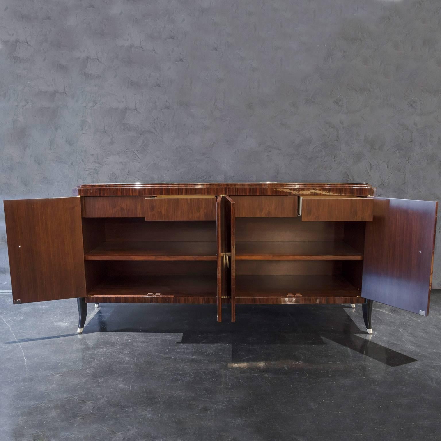 Art Deco Inspired Indian Rosewood Sideboard In Excellent Condition For Sale In Los Angeles, CA