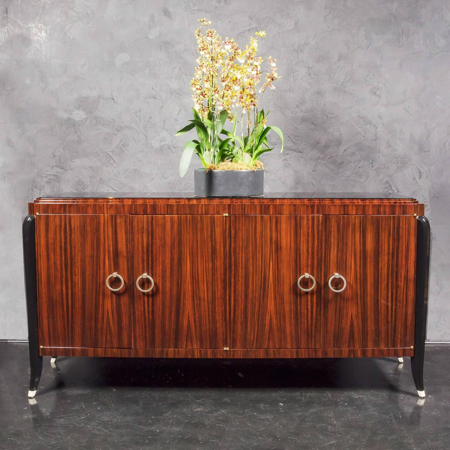 American Art Deco Inspired Indian Rosewood Sideboard For Sale