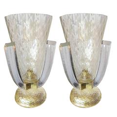 Retro Pair of Murano Glass Table Lamps