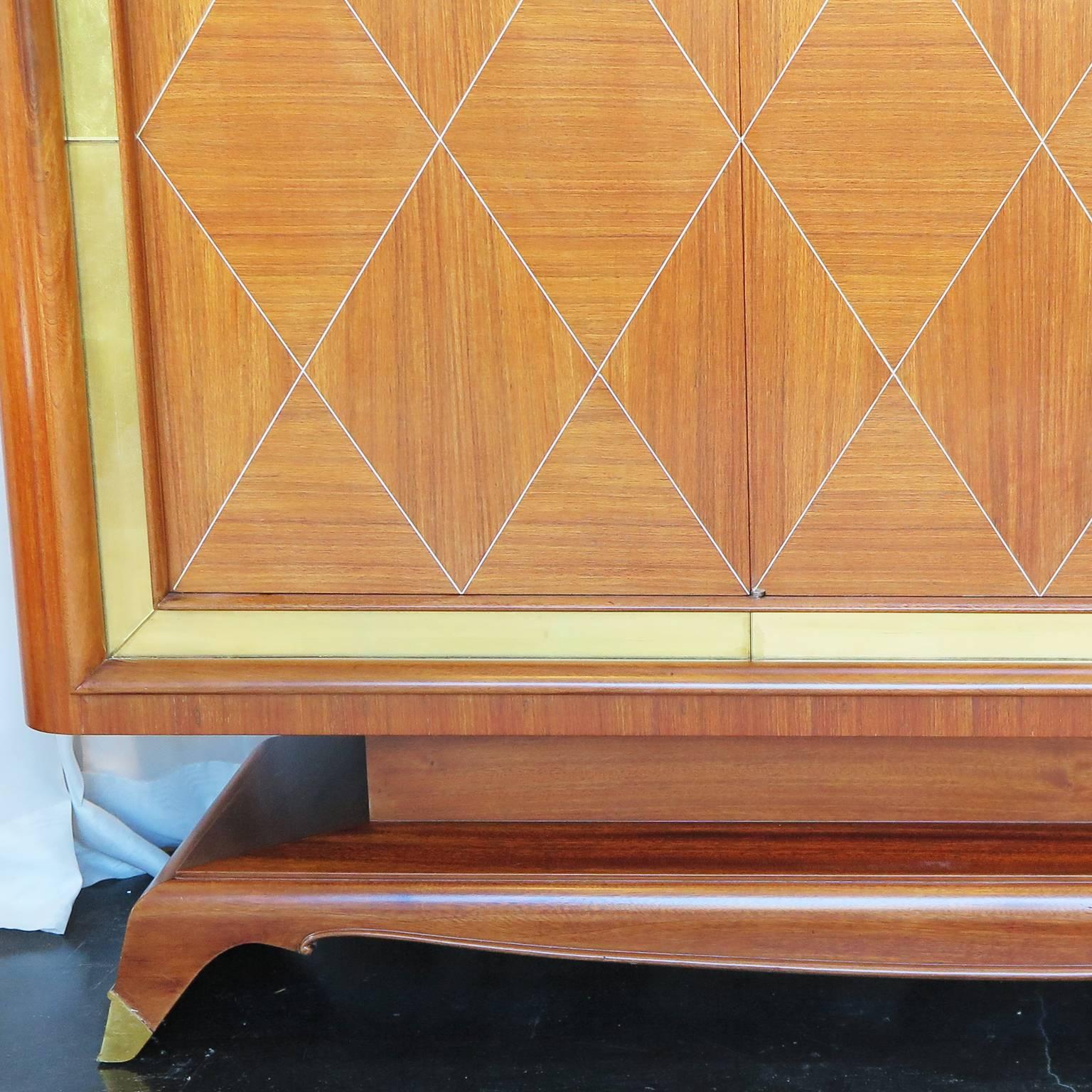 Jean Desnos Art Deco Rosewood Marquetry Armoire In Excellent Condition In Los Angeles, CA