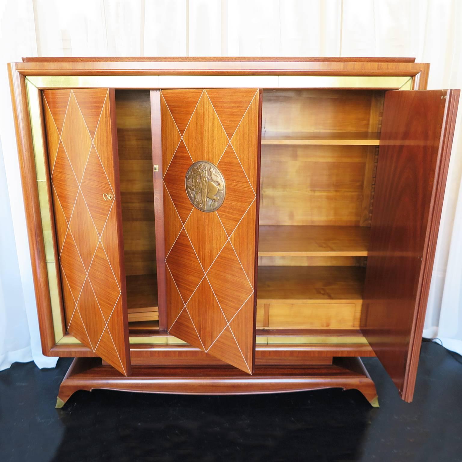 Jean Desnos Art Deco Rosewood Marquetry Armoire 1