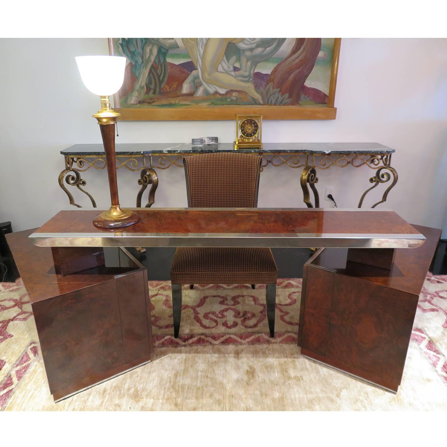 MidCentury Walnut Burl Modernist Desk at 1stDibs