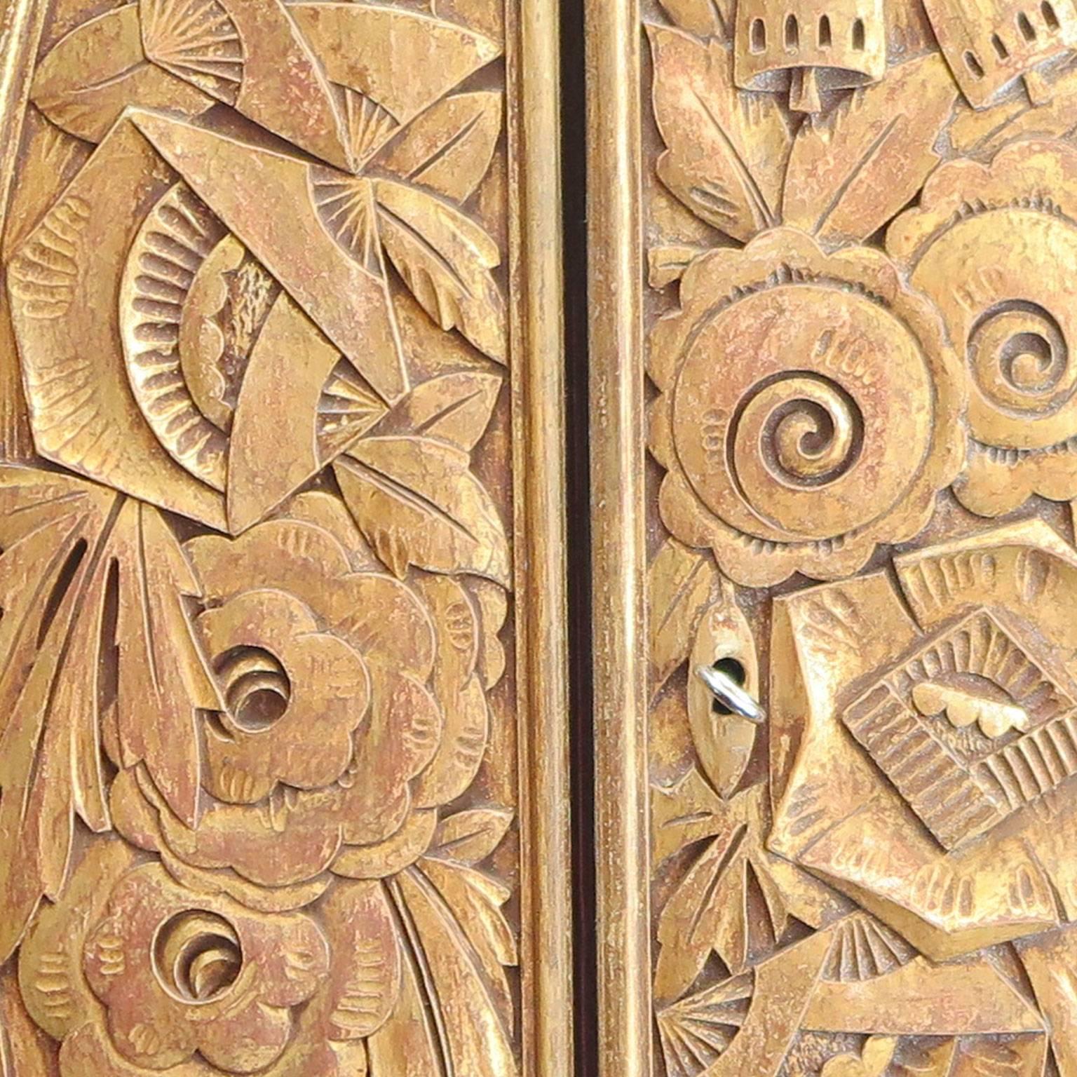 Large Art Deco Armoire in Dark Oak by Louis Majorelle 1
