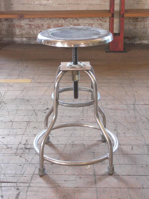Vintage Cal Stool Shampaine Silver Metal Adjule Backless Vintage Cal Stool Shampaine Silver Metal Adjule Backless Seat For