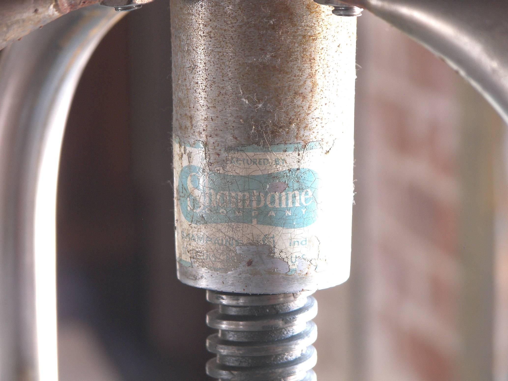 Vintage “Shampaine” metal medical silver adjustable stool. Seat dia 12 1/2".