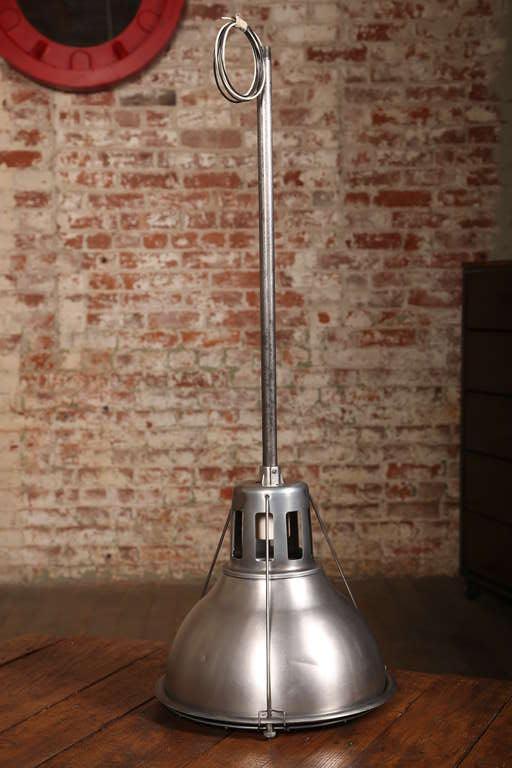 Vintage Industrial, Eight Slot Aluminum & Metal Holophane Hanging Ceiling Pendant Light, Lamp. Canopy or hook supplied and pole cut to desired length. 