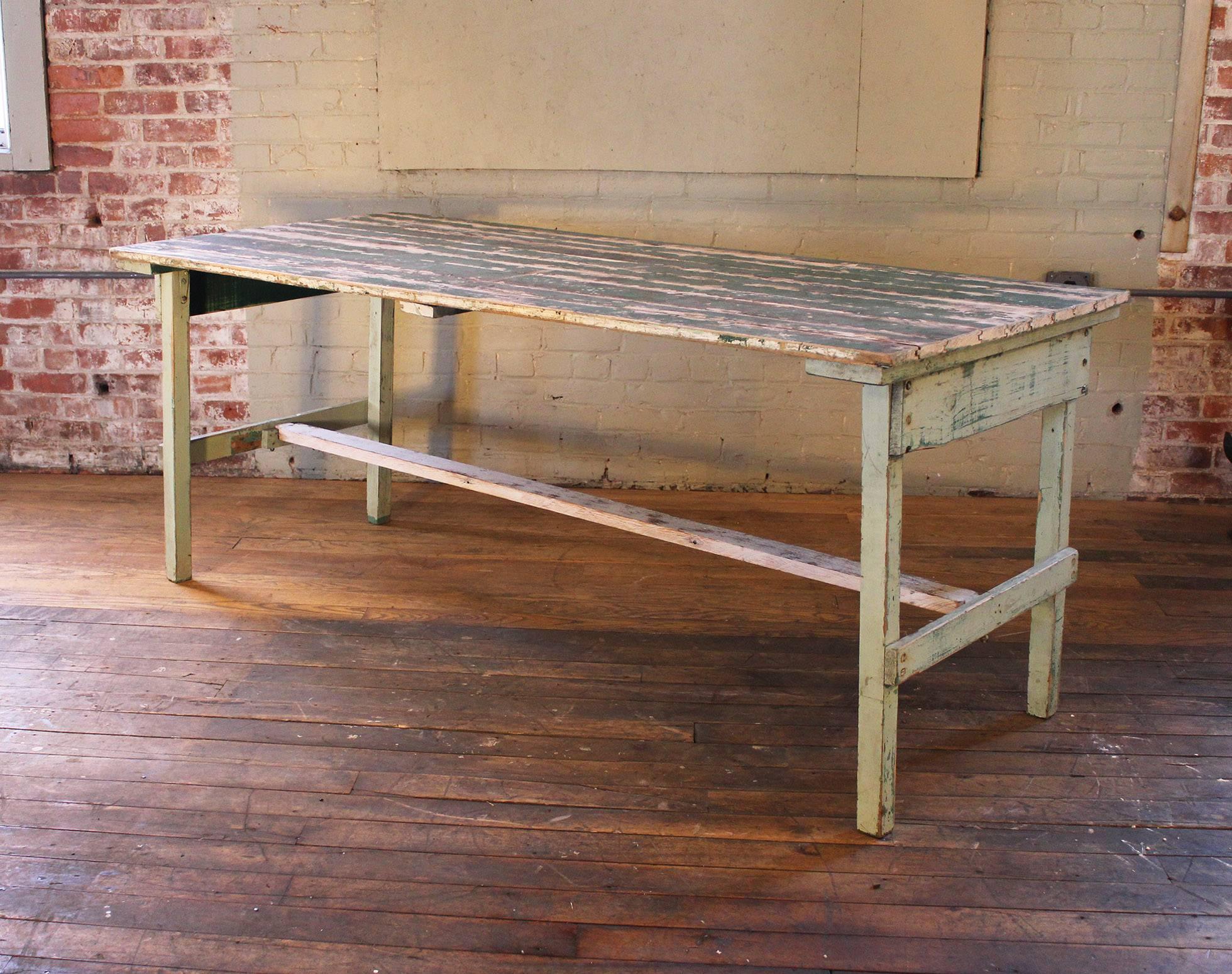 Country Distressed Farm Table, Authentic Vintage Harvest Style