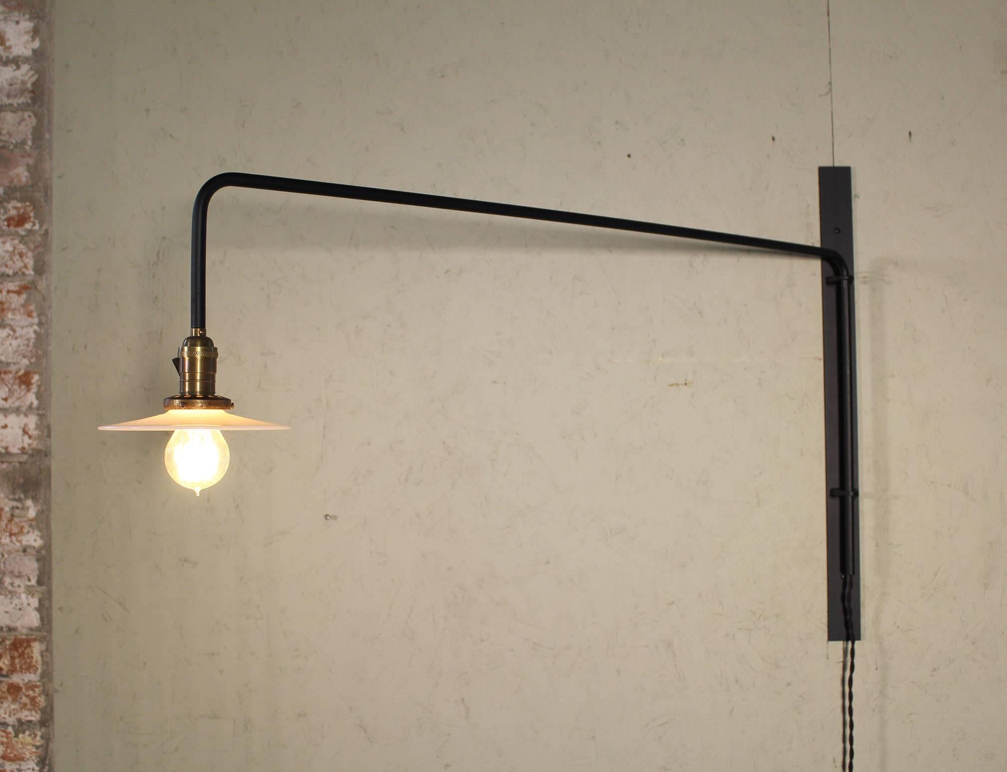 Brass Swing-Arm Wall Sconce For Sale