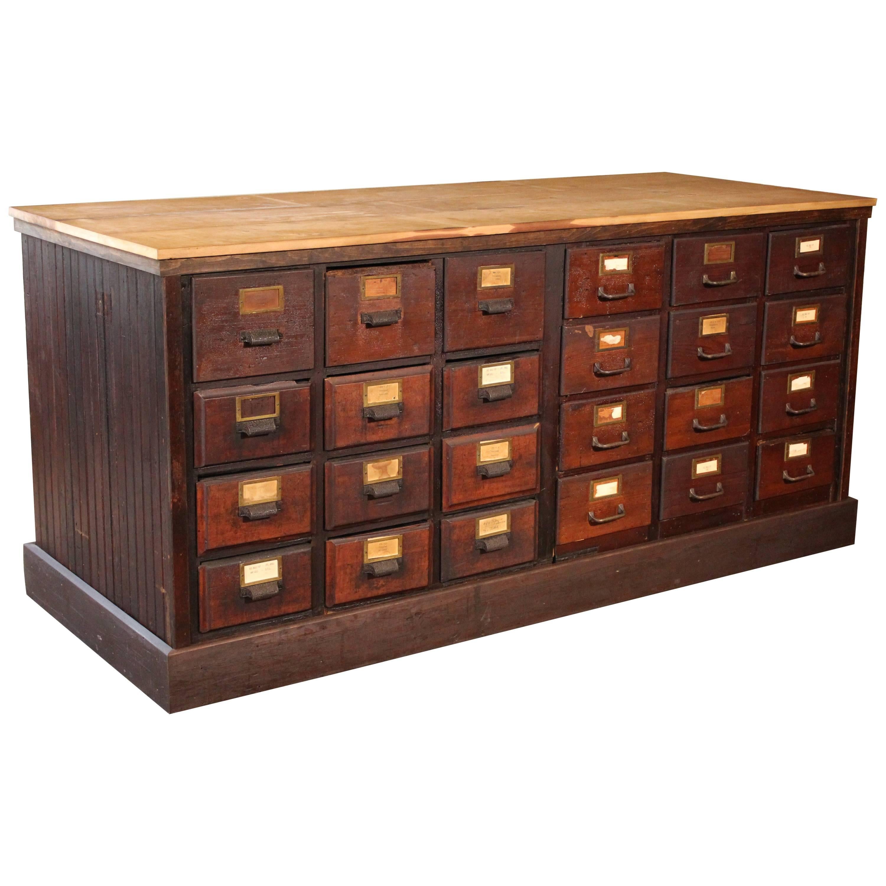Authentic American Store Counter Multi-Drawer Apothecary Storage Cabinet