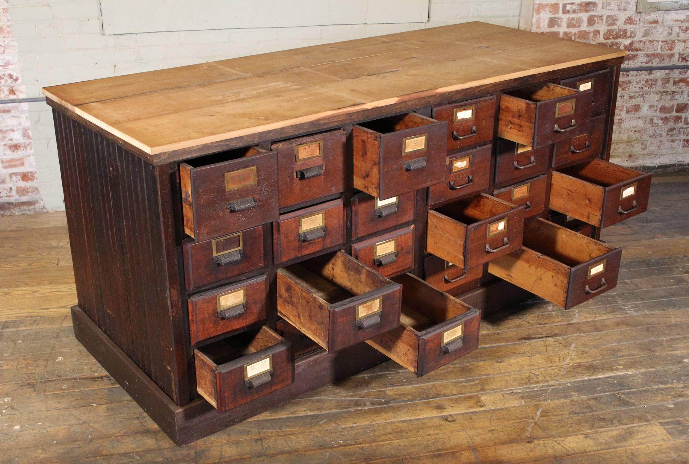 20th Century Authentic American Store Counter Multi-Drawer Apothecary Storage Cabinet