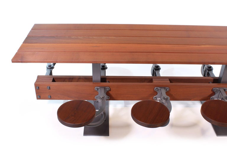 Swing-Out-Seat Outdoor Dining Table Set For Sale at 1stDibs