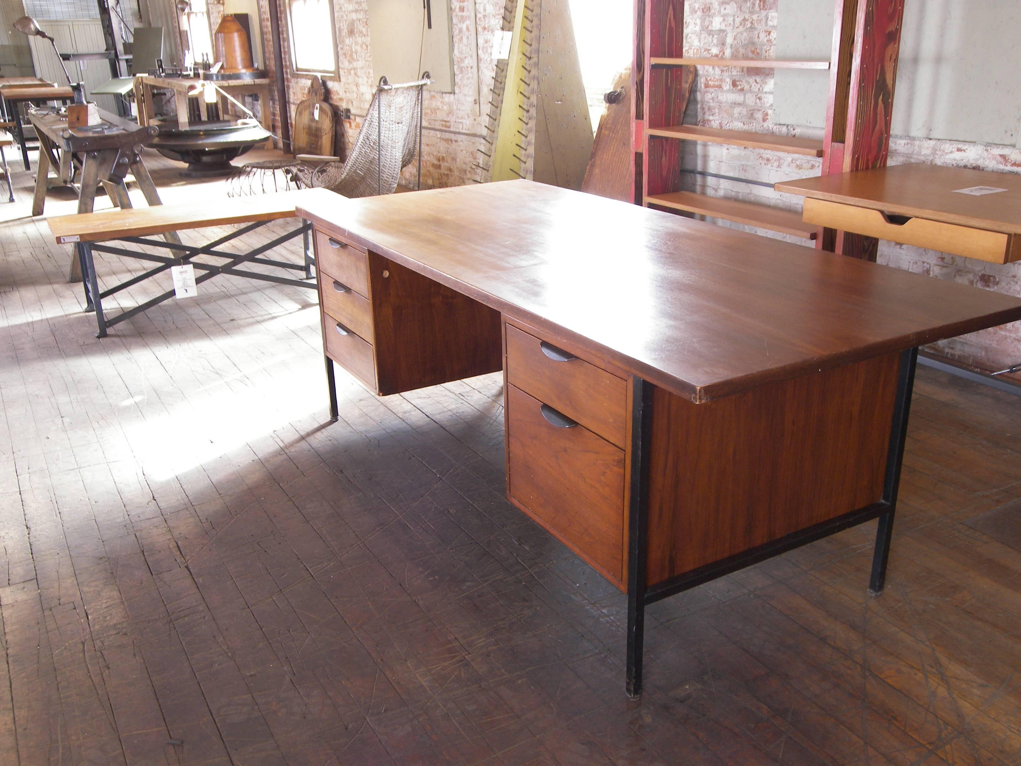 Mid-Century Modern 1950s Modern Wood and Metal Desk