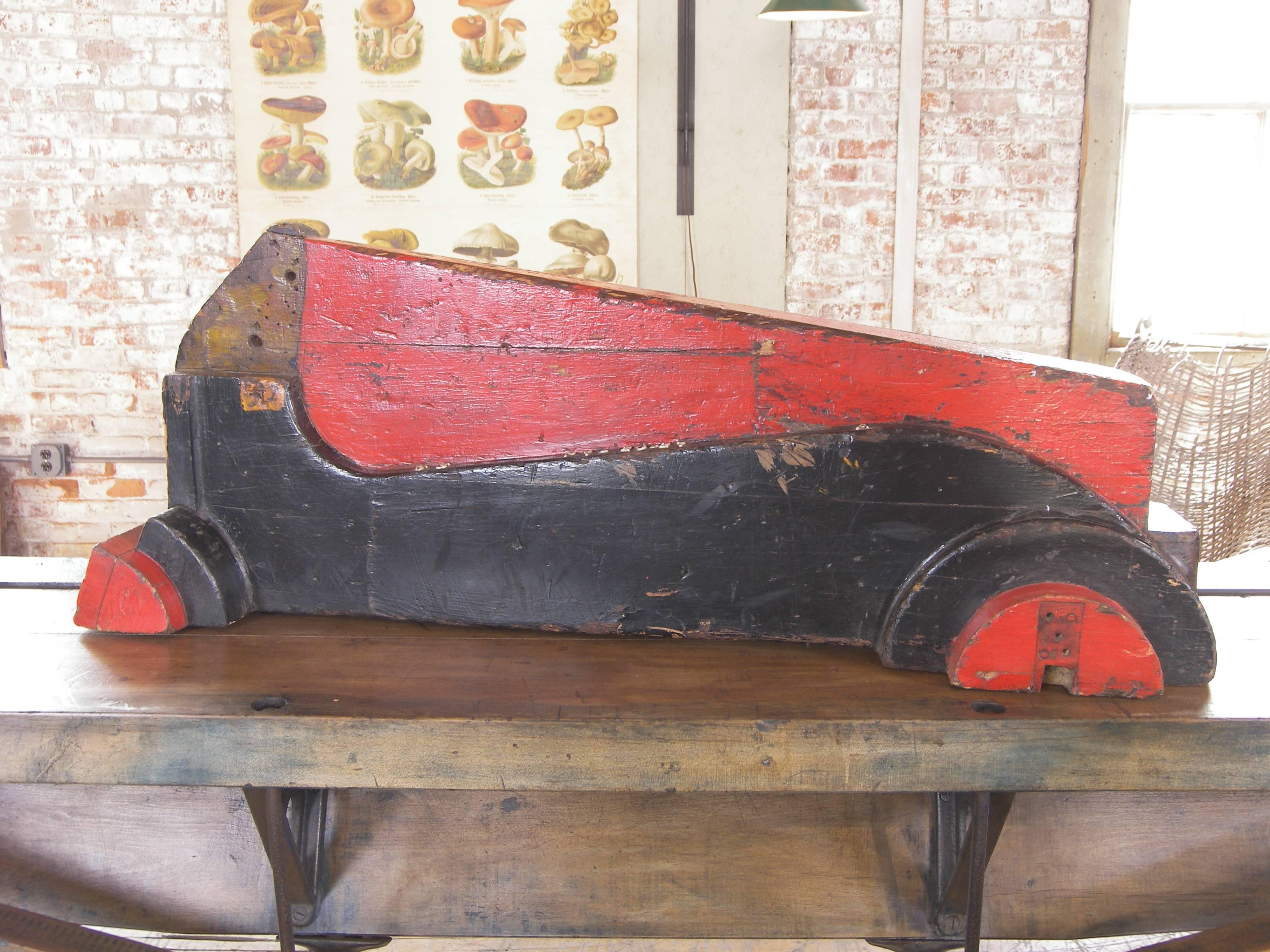 Vintage wooden factory car mold / pattern. Stamped 