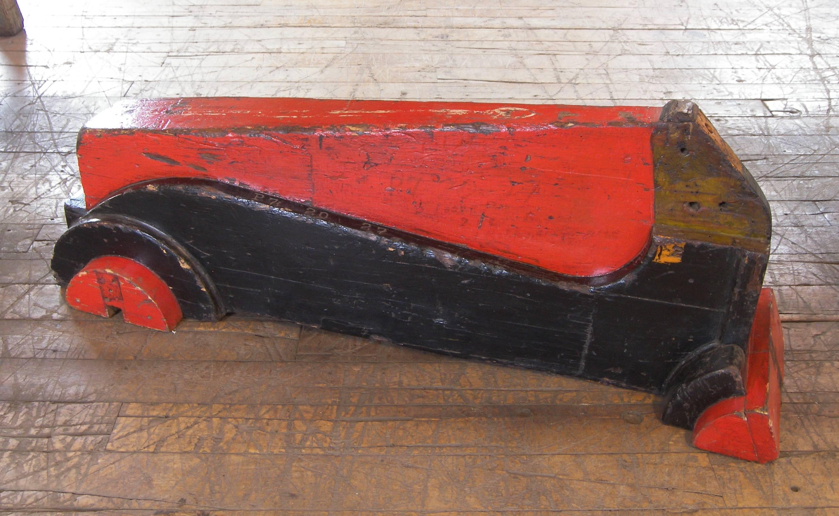 Primitive Vintage Wooden Factory Racing Car Art Toy Mold / Pattern For Sale