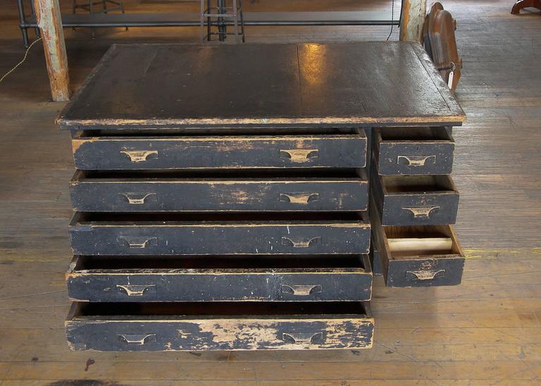 Vintage Industrial Antique Wooden Printers with Storage Drawers
