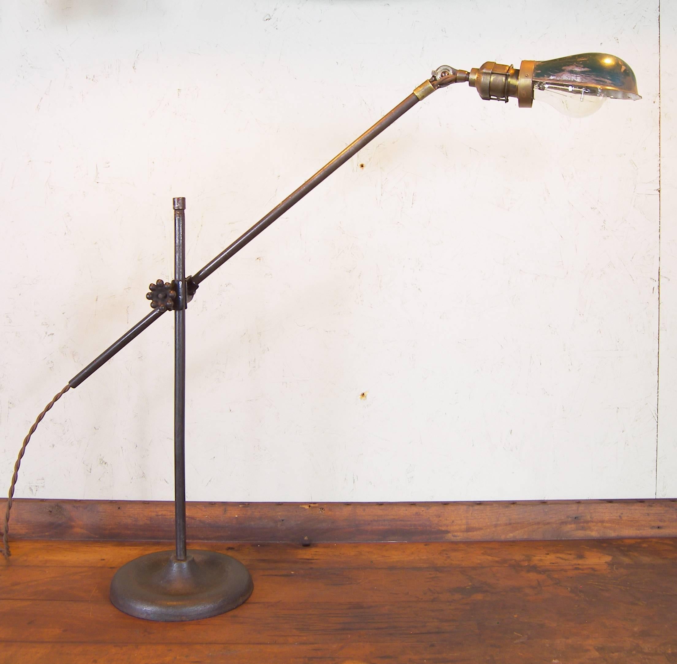 O. C. White Iron, Steel, Enamel Desk, Table Task Lamp, Light OC with Edison Bulb 4