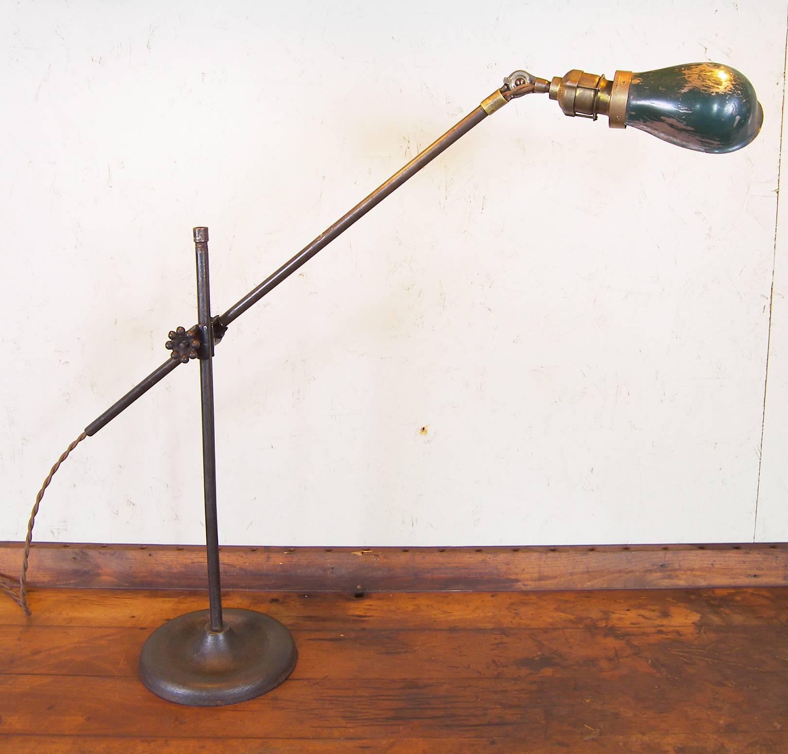 O. C. White Iron, Steel, Enamel Desk, Table Task Lamp, Light OC with Edison Bulb 3