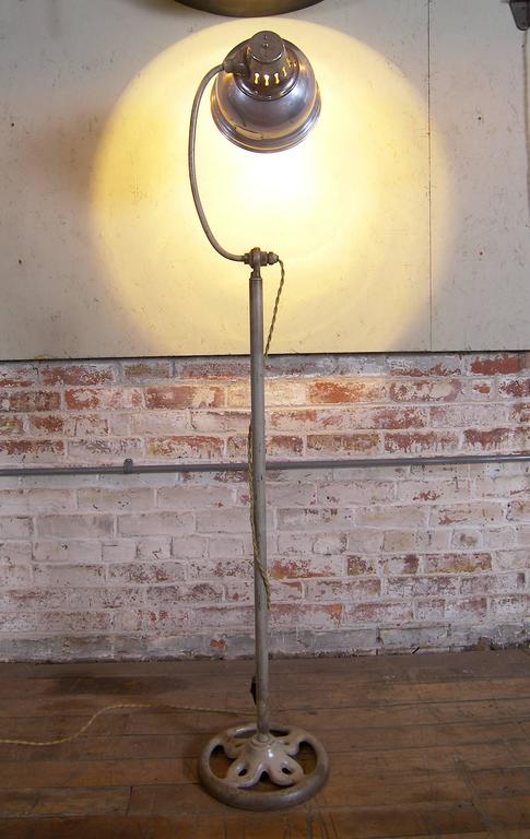 Metal Floor Lamp Vintage Industrial Lighting With Cast Iron Base For Sale At 1stdibs