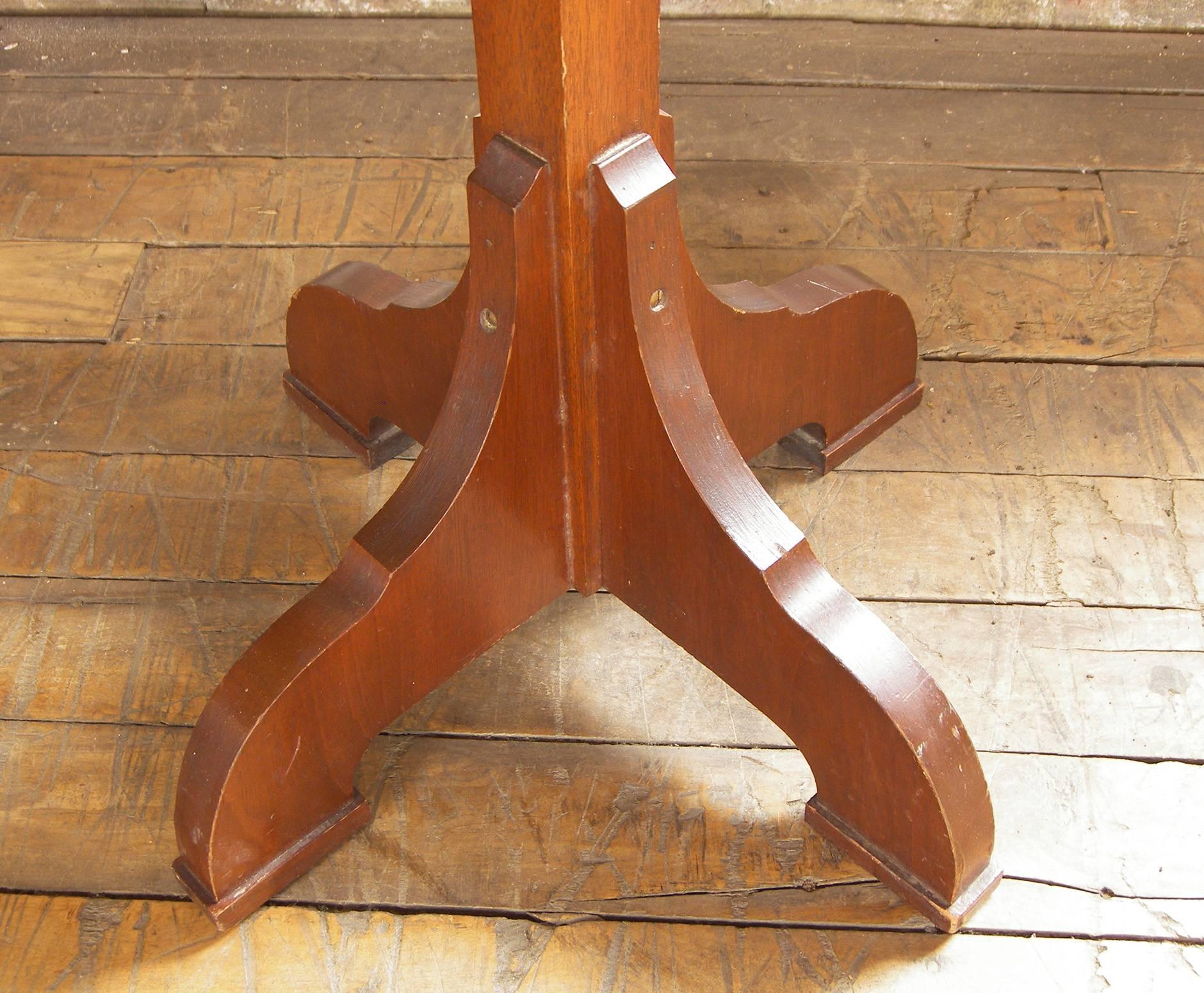North American Vintage Industrial Mission Mahogany Coat Rack / Stand with Brass Hooks